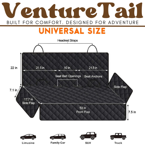 Dog Car Seat Cover Kit — Waterproof Protector + 2 Safety Belts