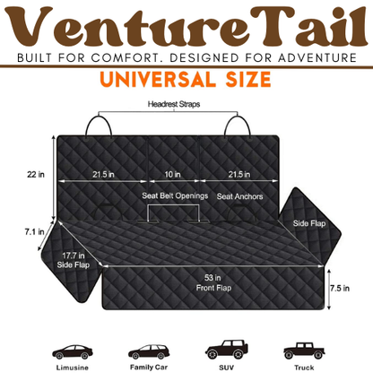 Dog Car Seat Cover Kit — Waterproof Protector + 2 Safety Belts