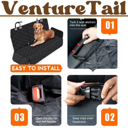 Dog Car Seat Cover Kit — Waterproof Protector + 2 Safety Belts